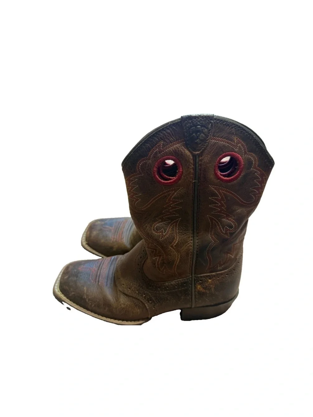 Ariat Roughstock Brown Leather Cowboy Boot Shoes Kid Youth US 2